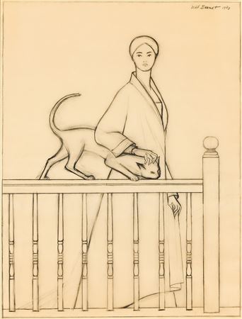 Study for "Woman, Cat and Banister."