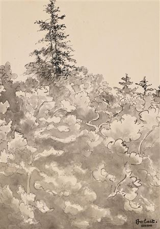 Study, wooded landscape