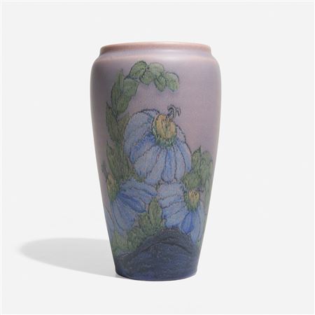 Double Vellum/Decorated Mat vase with passionflowers by Katherine Jones - Auction record, sale price, and art valuation. Compare with similar artists and explore comparable artworks.