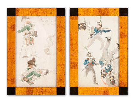 A pair of artworks from the period of Napoleon's military campaign