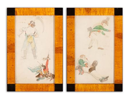 A pair of artworks from the period of Napoleon's military campaign