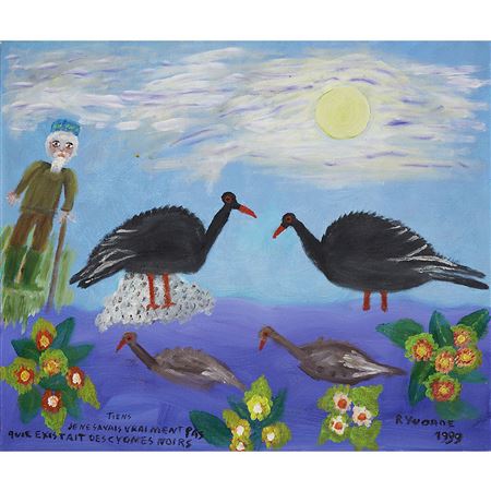 TIENS JE NE SAVAIS VRAIMENT PAS QU'IL EXIST DES CYGNES NOIRS, 1999 by Yvonne Robert - Auction record, sale price, and art valuation. Compare with similar artists and explore comparable artworks.