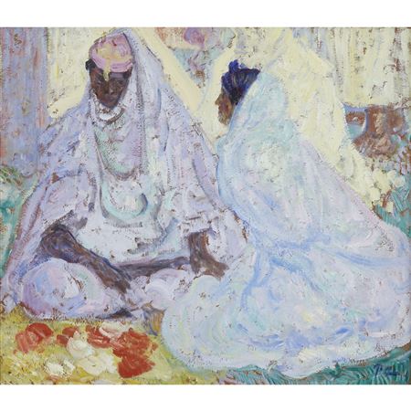 MAURESQUE AND ALGERIAN WOMEN AT THE MARKET, ALGERIA