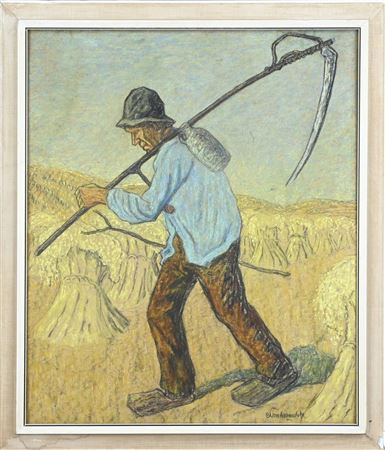 Farmer in the field with a scythe by Cornelius Albert Van Assendelft - Auction record, sale price, and art valuation. Compare with similar artists and explore comparable artworks.