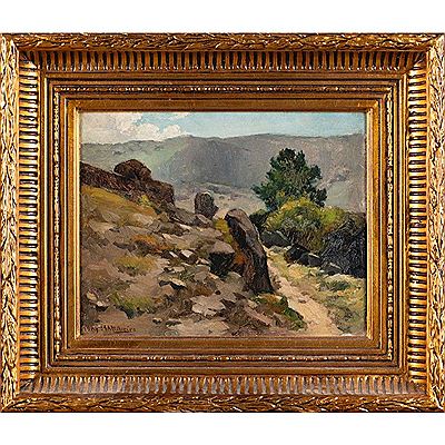 Landscape with rock and mountain
