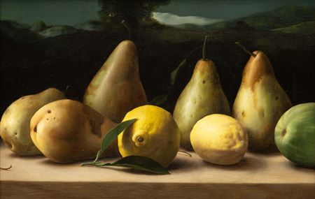 Still life with pears and lemons