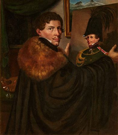 The Painter's Self Portrait in front of his Portrait as Bavarian Officer by Carl Wilhelm Freiherr von Heideck - Auction record, sale price, and art valuation. Compare with similar artists and explore comparable artworks.