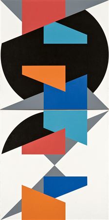 Geteilte Quadrate, Dreiecke und Kreis--diptych