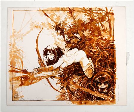 Young hunter on a tree