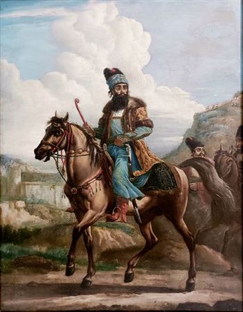 Portrait of Hadji Mirza Ismaïl on horseback, circa 1819 by Alexander Osipovich Orlovsky - Auction record, sale price, and art valuation. Compare with similar artists and explore comparable artworks.