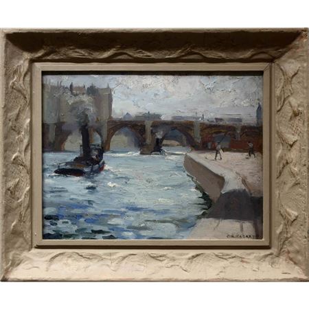 UNTITLED (TUGBOATS APPROACHING BRIDGE)