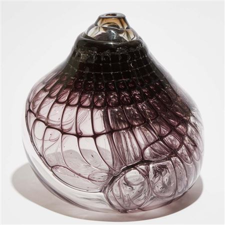 'Honeycomb' Purple Glass Sculpture, late 20th century