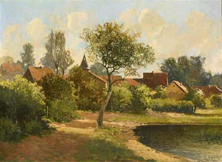 Thuringian village with village pond by Rudolf Vent - Auction record, sale price, and art valuation. Compare with similar artists and explore comparable artworks.