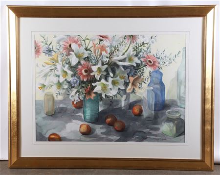 "Lilies & Blue Bottle"