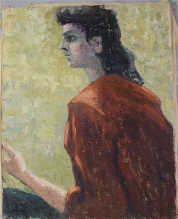 Woman side view with red top