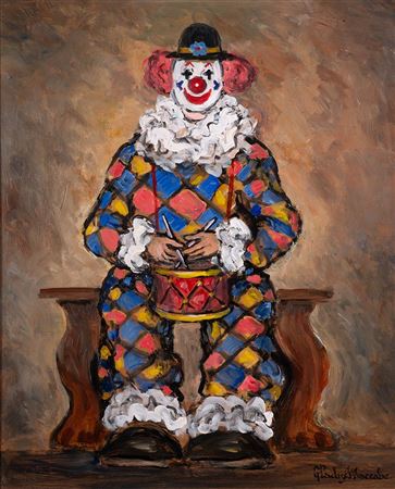 SEATED CLOWN WITH DRUM