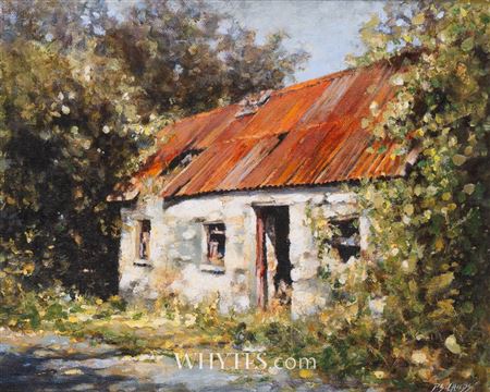 Sample artwork by Philip S Childs (Born 1964), known for landscape, barn yard chickens, cattle and hunting dog painting - View similar artists and auction records