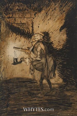 An Elderly Man Carrying a Pistol and a Chamber Candlestick