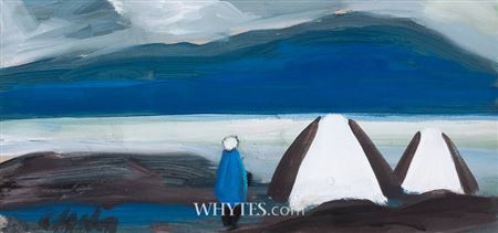 Figure with Cottages