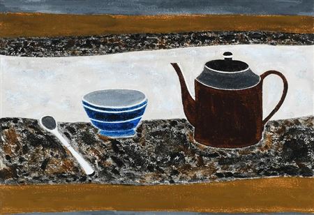 Composition with Blue Striped Bowl