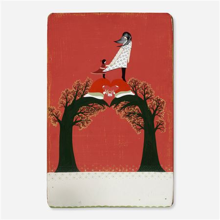 Sample artwork by Clare Rojas (Born 1976), known for genre and figure sophisticated folk art painting - View similar artists and auction records