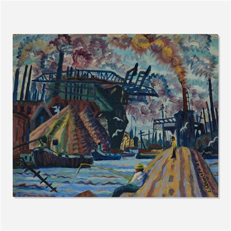 Sample artwork by Emil Armin (1883 - 1972), known for mod naive cityscape, sculpture - View similar artists and auction records