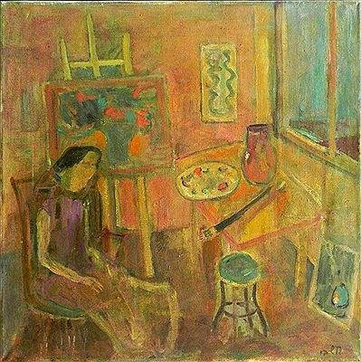 Woman sitting in the studio