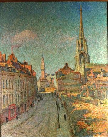 Lille, with the Belfry and Saint Maurice Church in the background, 1920 by Emile Ancelet - Auction record, sale price, and art valuation. Compare with similar artists and explore comparable artworks.