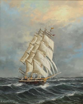 Sailing Ship on Rough Seas