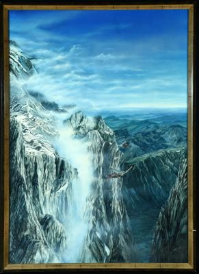 High Mountain Landscape with Mountaineers