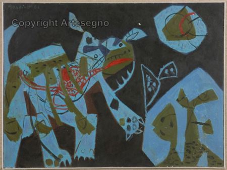 Il cane e la luna by Cesare Mocchiutti - Auction record, sale price, and art valuation. Compare with similar artists and explore comparable artworks.