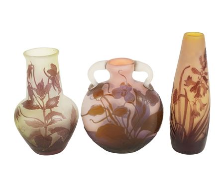 Cameo Glass Cabinet Vases (3)