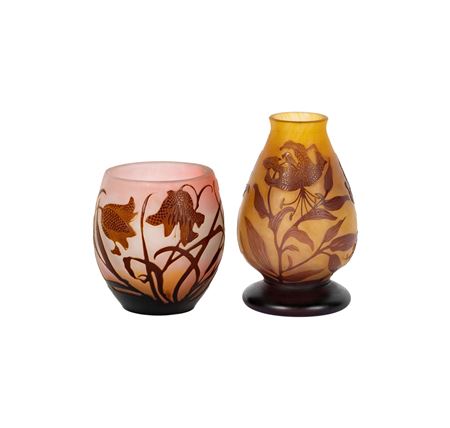 Cameo Glass Cabinet Vases (2)
