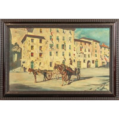 The Square of Sant'Agostino in La Spezia by Giuseppe Caselli - Auction record, sale price, and art valuation. Compare with similar artists and explore comparable artworks.