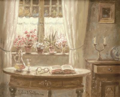 Zimmerpflanzen a. Fensterbrett mit Interieur