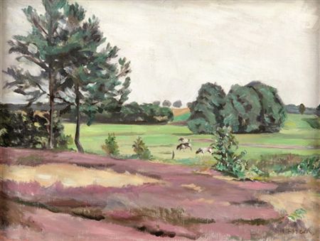 Heathland with grazing cows by Hermann Fitger - Auction record, sale price, and art valuation. Compare with similar artists and explore comparable artworks.