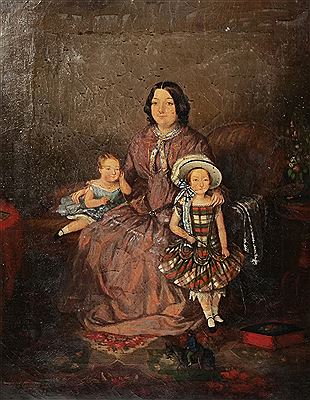 Genre scene family portrait with toys