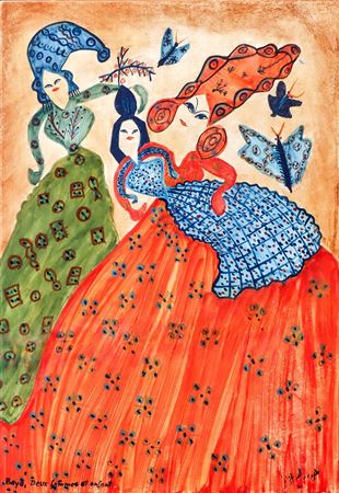Two women and child