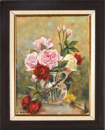 Still life with rose bouquet