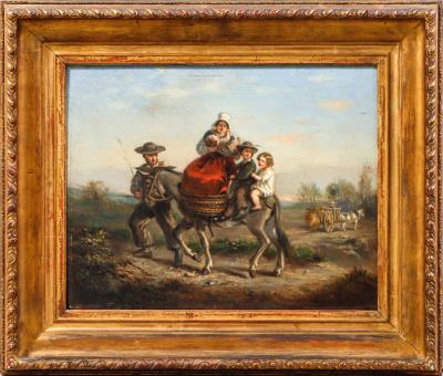 Family of peasants on a donkey