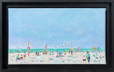 Animated Beach under a Symphony of Blues