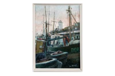Fishing Boats at Lowlights by Tom Manson - Auction record, sale price, and art valuation. Compare with similar artists and explore comparable artworks.