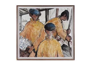Sample artwork by Albert Henry Herbert (1914 - 1982), known for fishing and industrial scene painting - View similar artists and auction records