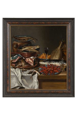 Still life with river fish, wine glass, fiasque and crayfish by Anton Friedrich Harms - Auction record, sale price, and art valuation. Compare with similar artists and explore comparable artworks.