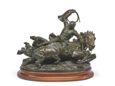 Wild boar charge on a fallen horseman by Charles Ernest Dagonet - Auction record, sale price, and art valuation. Compare with similar artists and explore comparable artworks.