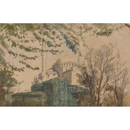 View of the Hagia Sophia Mosque by Uskudarli Cevat - Auction record, sale price, and art valuation. Compare with similar artists and explore comparable artworks.