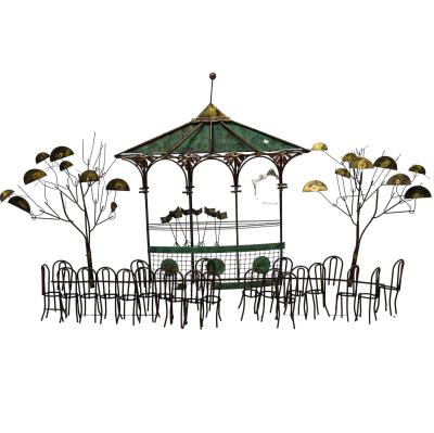 Brass and Copper Gazebo Wall Sculpture