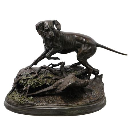 Pointer Dog with Pheasant