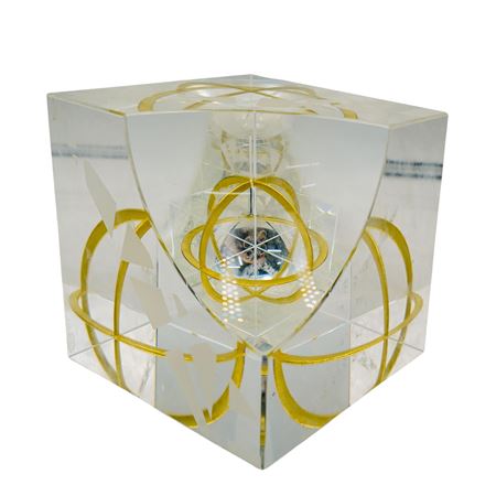 Art Glass Cube Sculpture