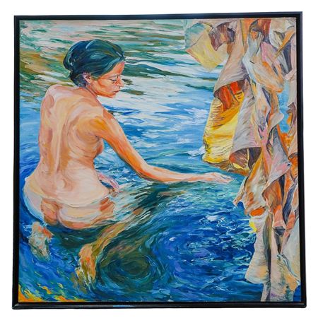 Nude Woman Seated Within a Body of Water